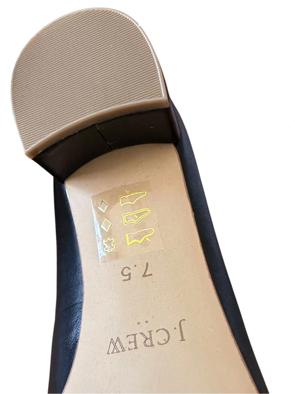 New J. Crew Black Leather Anya Block Heels • Size 7.5 • Rare Find